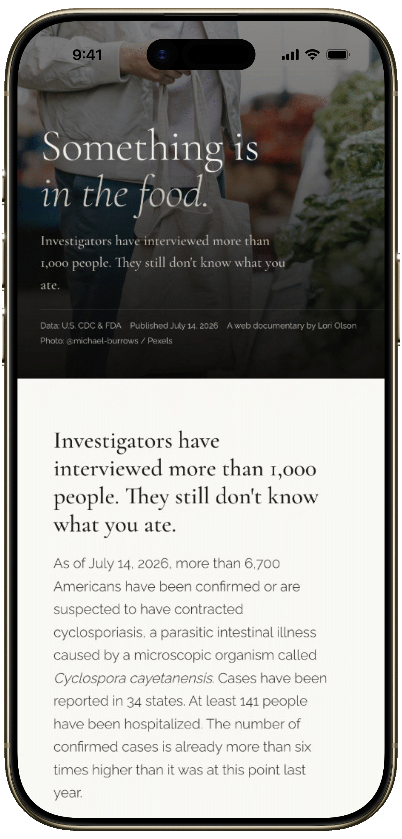 Something is in the food website landing page.