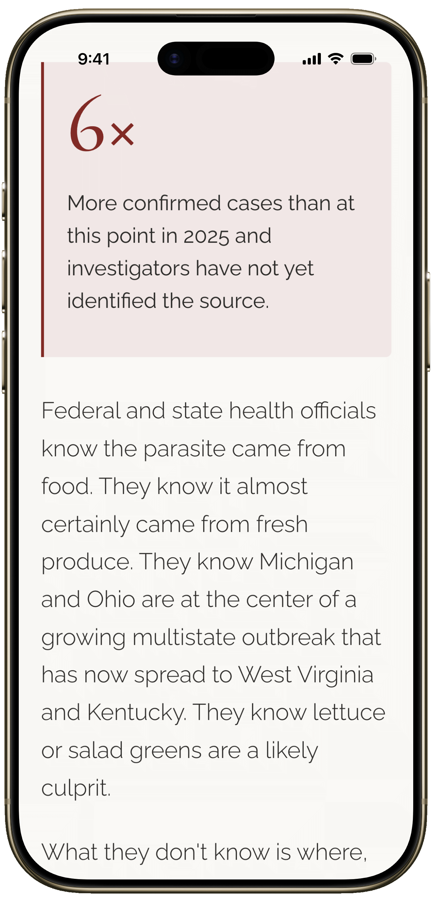 Something is in the food website landing page.
